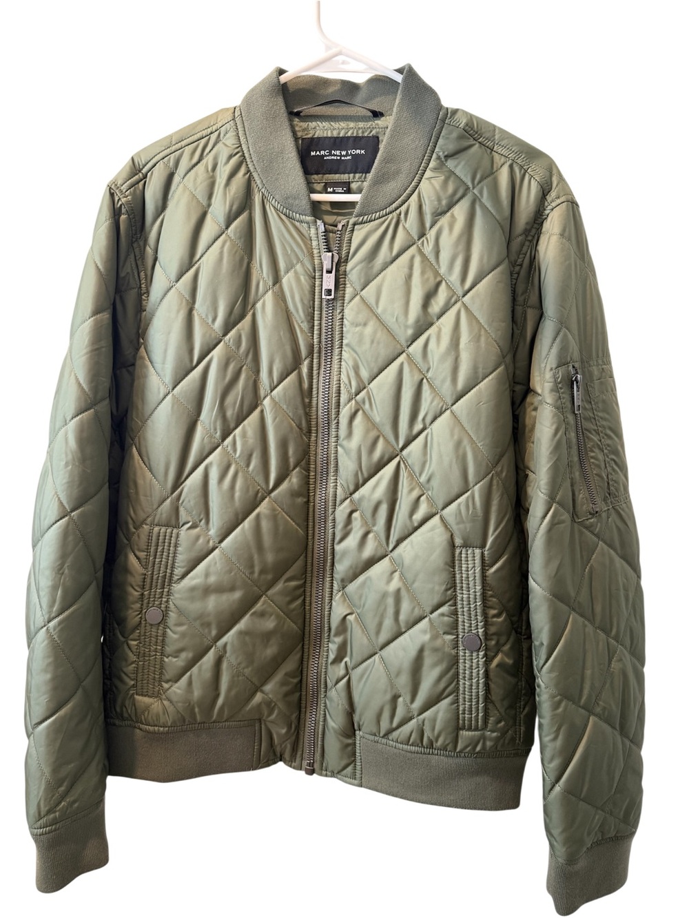 Marc New York Olive Quilted Bomber Jacket
